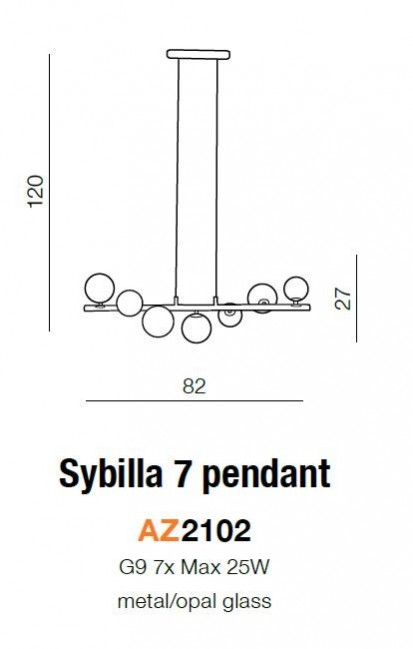 LAMPA WISZĄCA SYBILLA 7 CHROM