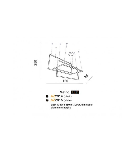 LAMPA WISZACA METRIC LED DIMM BLACK
