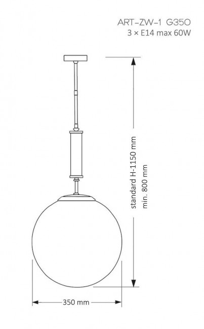 LAMPA WISZĄCA ARTU GLASS ZŁOTA