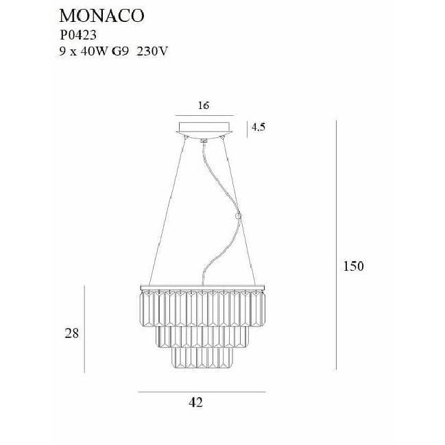 LAMPA WISZĄCA MONACO ZŁOTA