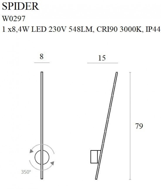 KINKIET SPIDER LED ZŁOTY