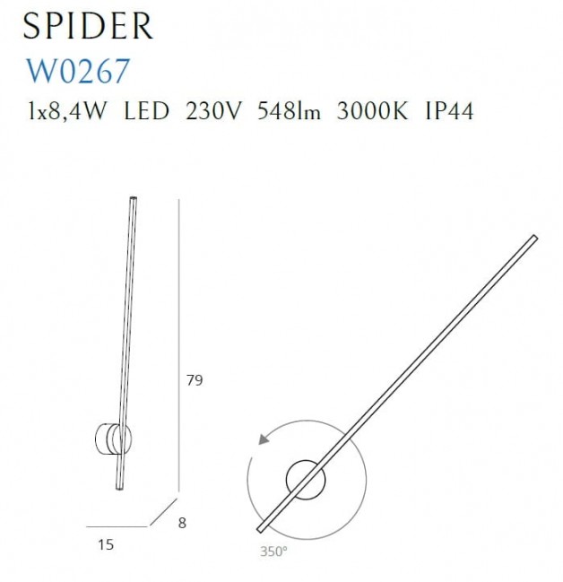 KINKIET SPIDER LED CZARNY