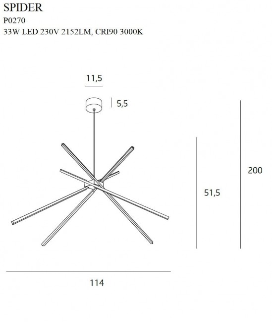LAMPA WISZĄCA SPIDER LED CZARNA
