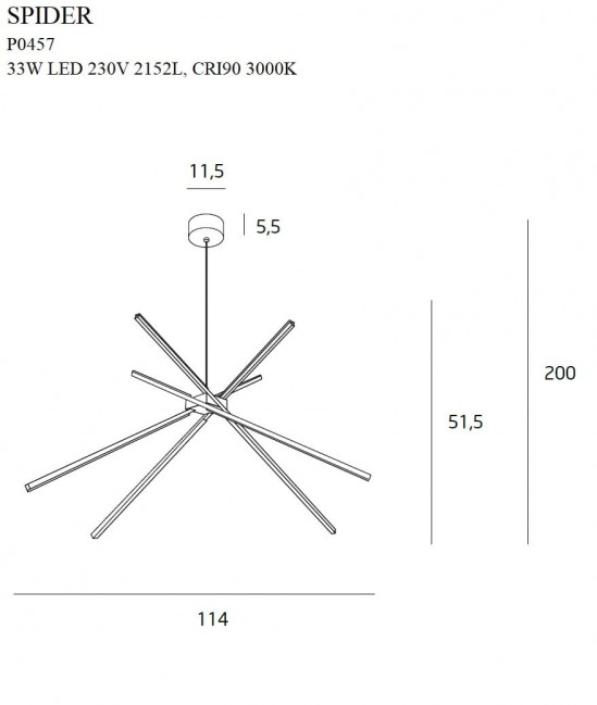LAMPA WISZĄCA SPIDER LED ZŁOTA