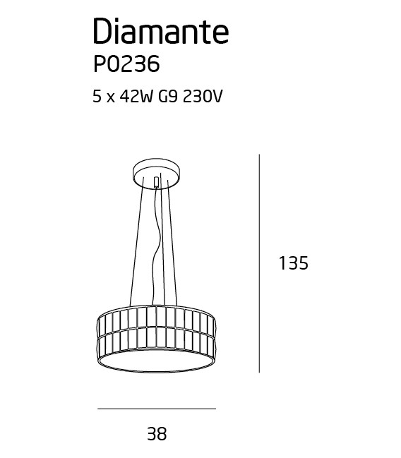 LAMPA WISZĄCA DIAMANTE CHROM