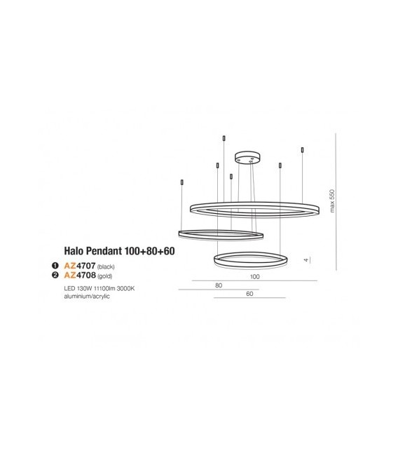 LAMPA WISZĄCA HALO 100+80+60 DIMM ZŁOTA