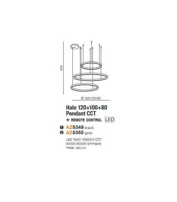 LAMPA WISZĄCA HALO CCT + REMOTE CONTROL ZŁOTA