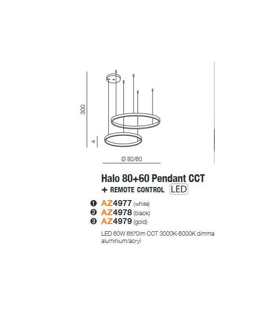 LAMPA WISZĄCA HALO CCT + REMOTE CONTROL CZARNA