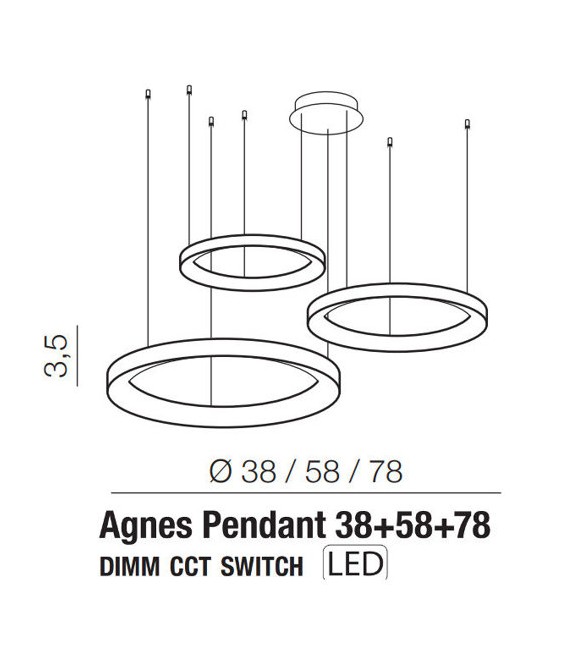 LAMPA WISZĄCA AGNES DIMM CCT SWITCH BIAŁA