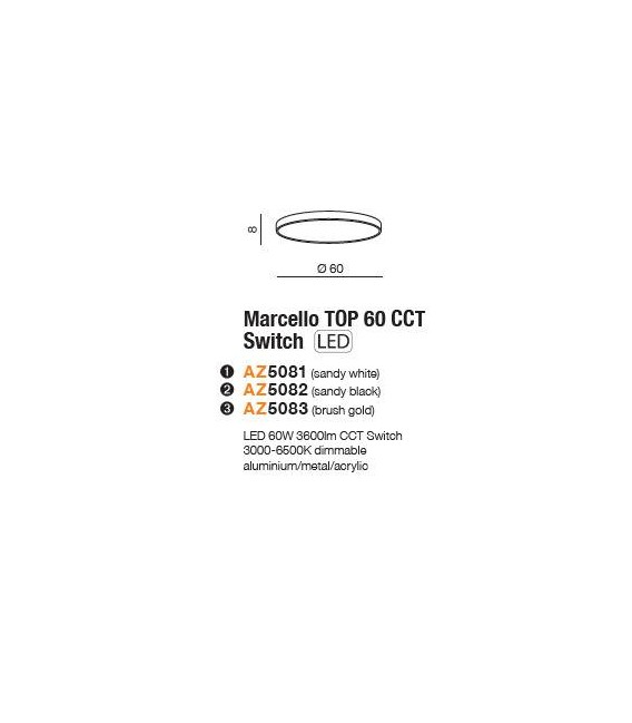 PLAFON MARCELLO 60 LED CCT SWITCH ZŁOTY