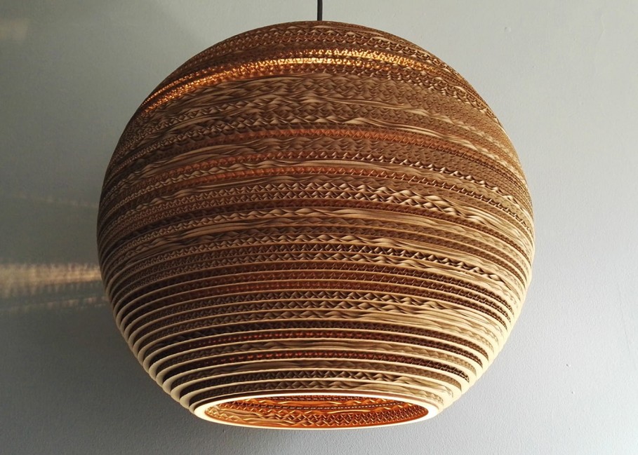 LAMPA WISZĄCA Z TEKTURY SFERA 45 BRĄZOWA
