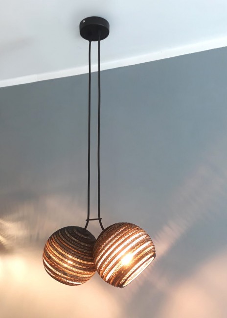 LAMPA WISZĄCA Z TEKTURY BUBBLES 2 BRĄZOWA