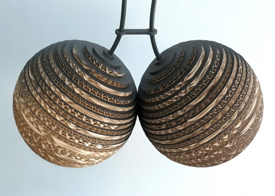 LAMPA WISZĄCA Z TEKTURY BUBBLES 2 BRĄZOWA