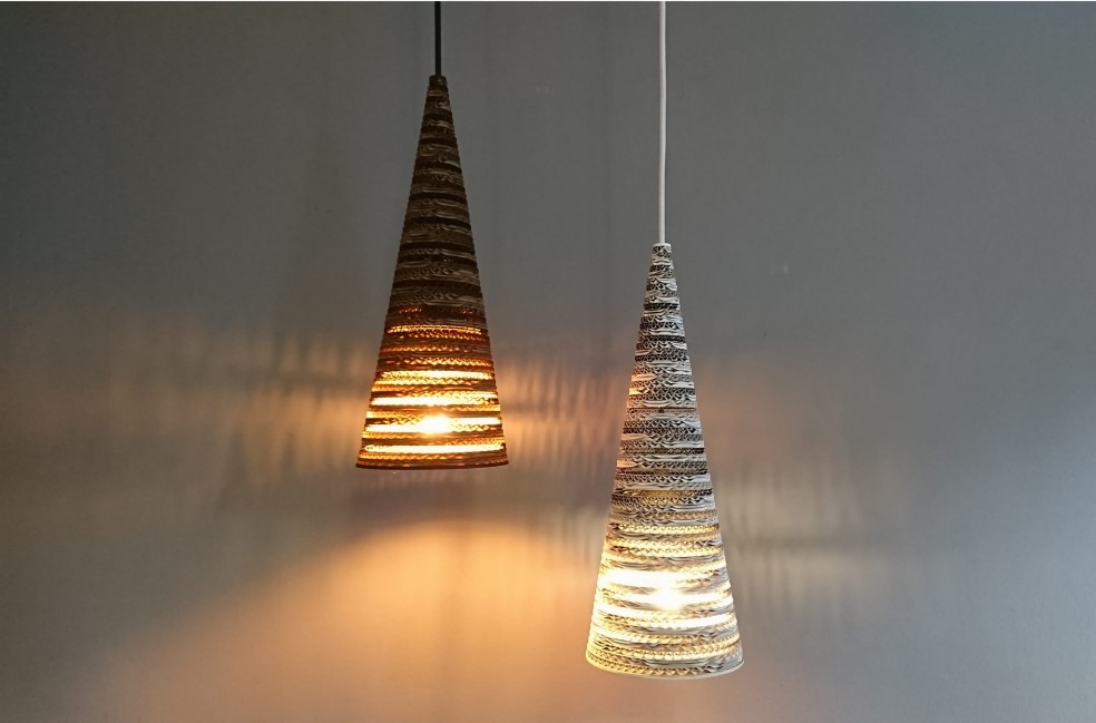 LAMPA WISZĄCA Z TEKTURY BIRCH SZARA