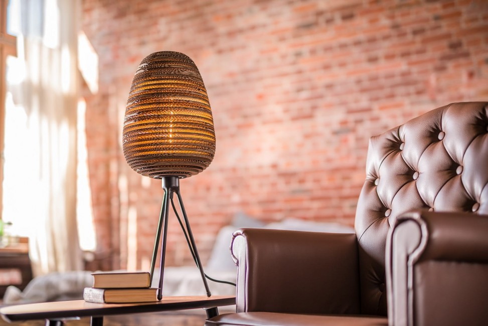 ORGANIC M LAMPA STOŁOWA Z TEKTURY BRĄZOWA