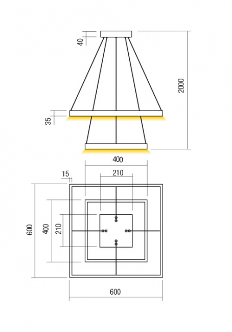 LAMPA WISZĄCA FEBE 40+60 4000K ZŁOTY MAT