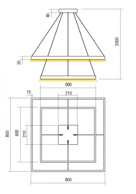 LAMPA WISZĄCA FEBE 60+80 4000K BIAŁA