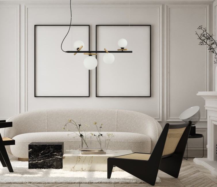 LAMPA WISZĄCA REVERSO 4 CZARNO ZŁOTA