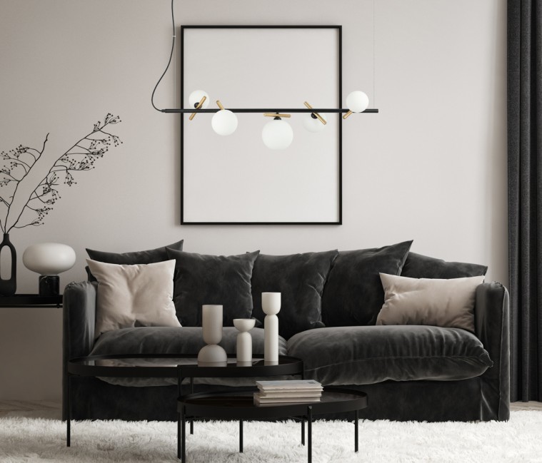 LAMPA WISZĄCA REVERSO 5 CZARNO ZŁOTA