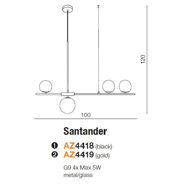 LAMPA WISZĄCA SANTANDER CZARNA