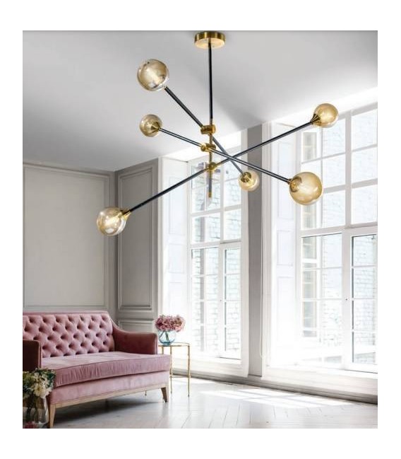 LAMPA WISZĄCA SOLEN 6 CZARNO ZŁOTA