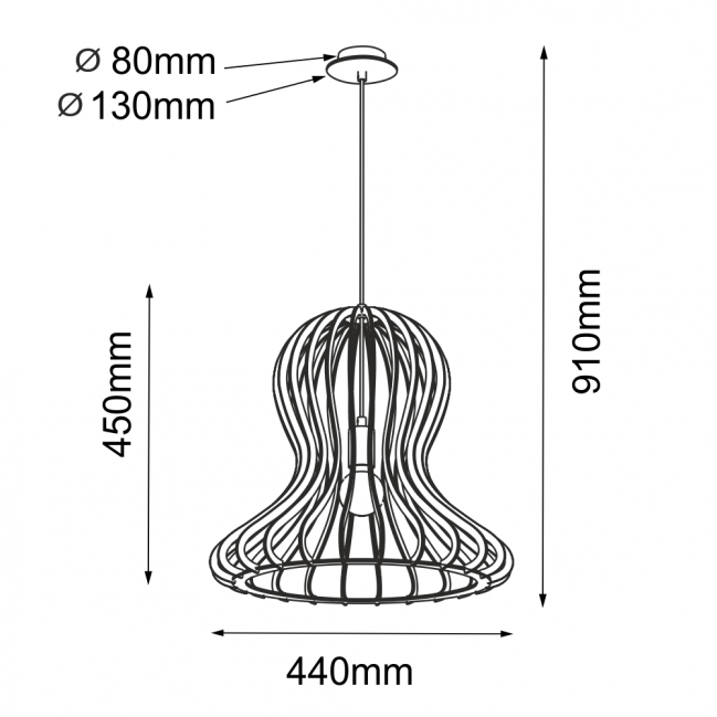 Drewniana lampa wisząca - Octo kolor czarny