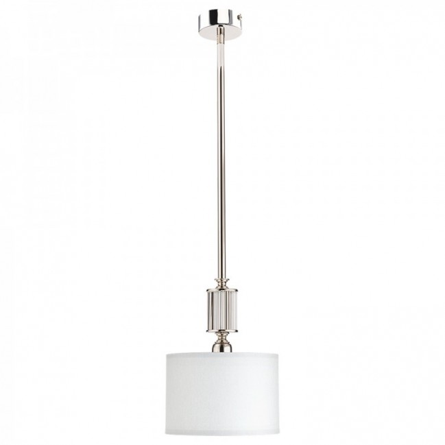 Lampa wisząca mosiądz niklowany Artu - abażur biały - szkło