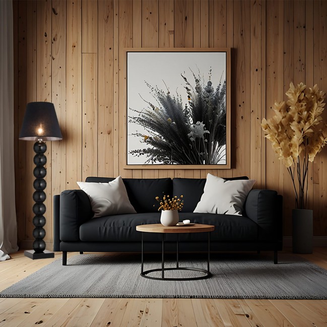 Lampa podłogowa Fudżi czarna z czarnym abażurem