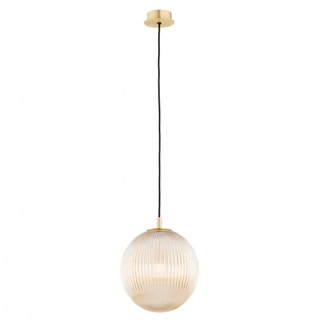 Lampa wisząca Paloma - mosiądz szczotkowany - szkło miodowe ryflowane