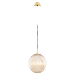 Lampa wisząca Paloma - mosiądz szczotkowany - szkło miodowe ryflowane