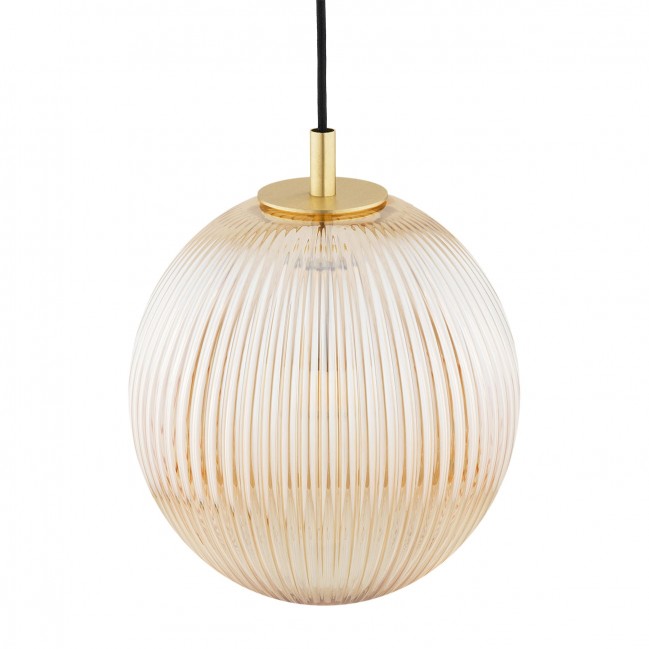 Lampa wisząca Paloma - mosiądz szczotkowany - szkło miodowe ryflowane