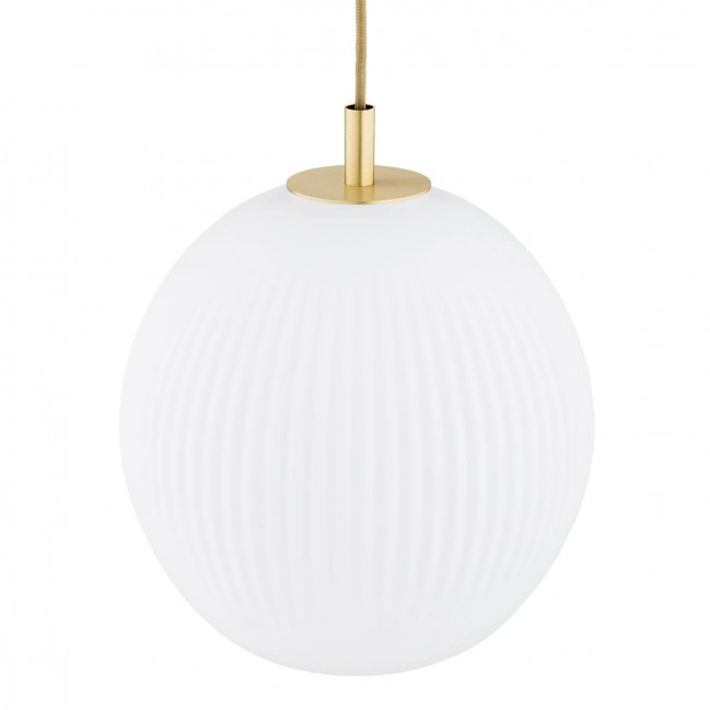 Lampa wisząca Paloma 3 z mosiądzu ze szklanymi białymi kloszami