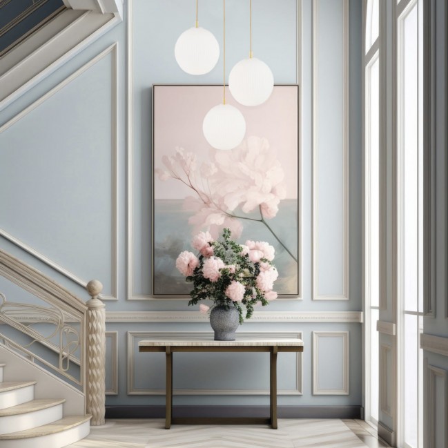 Lampa wisząca Paloma 3 z mosiądzu ze szklanymi białymi kloszami