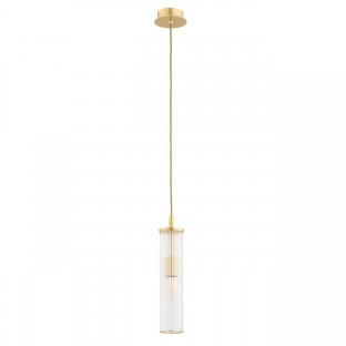 Lampa wisząca Hampton - mosiądz szczotkowany - szkło ryflowane