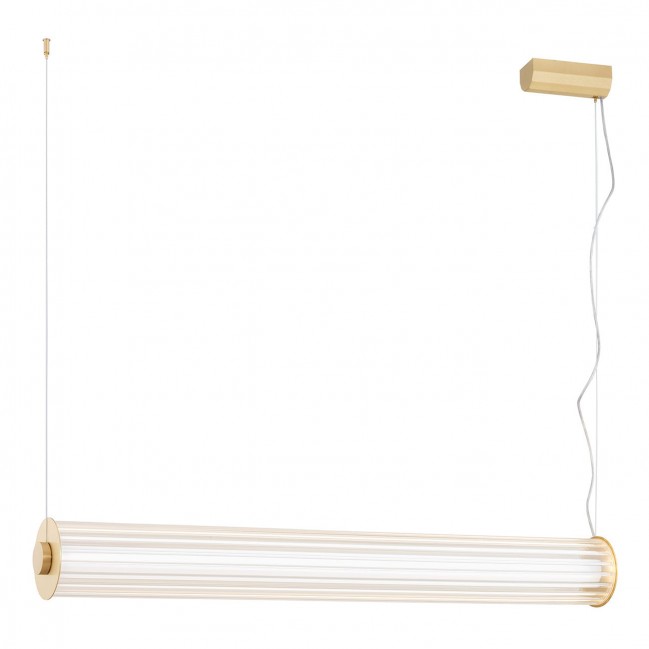 Lampa wisząca Hampton Led - mosiądz szczotkowany - szkło ryflowane