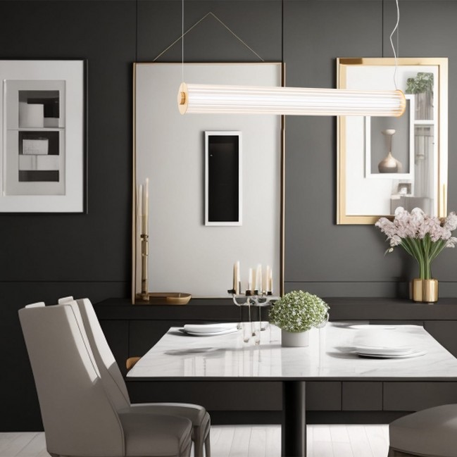 Lampa wisząca Hampton Led - mosiądz szczotkowany - szkło ryflowane