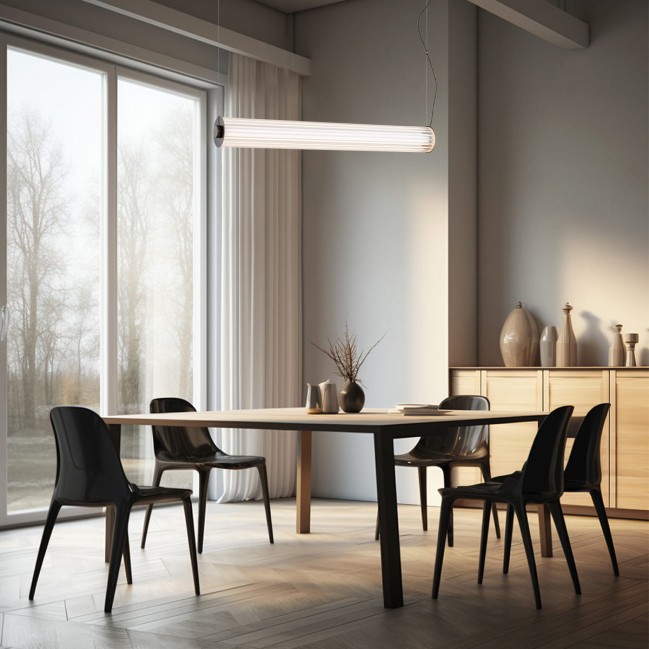 Lampa wisząca Hampton Led - tytan szczotkowany - szkło ryflowane
