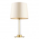 Lampa stołowa Hampton z mosiądzu i szkła ryflowanego z beżowym abażurem