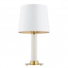 Lampa stołowa Hampton z mosiądzu i szkła ryflowanego z kremowym abażurem