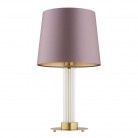 Lampa stołowa Hampton z mosiądzu i szkła ryflowanego z różowym abażurem