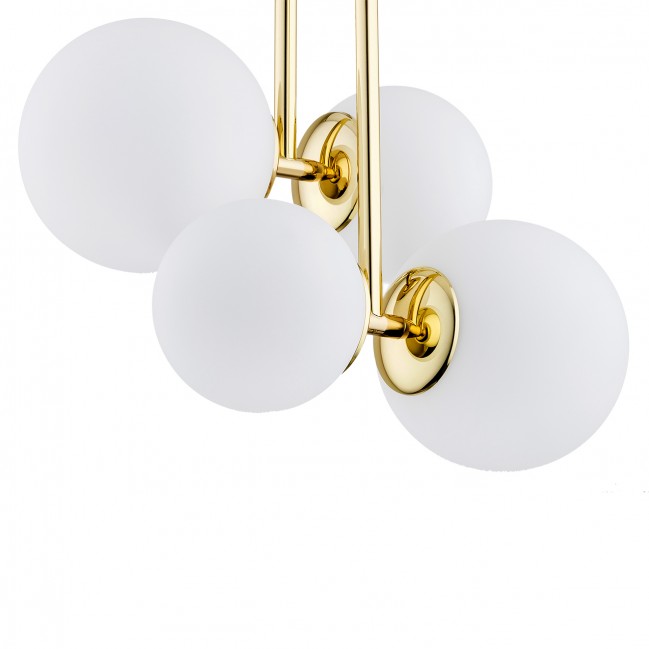 Lampa wisząca Moritz złota z białymi szklanymi kloszami