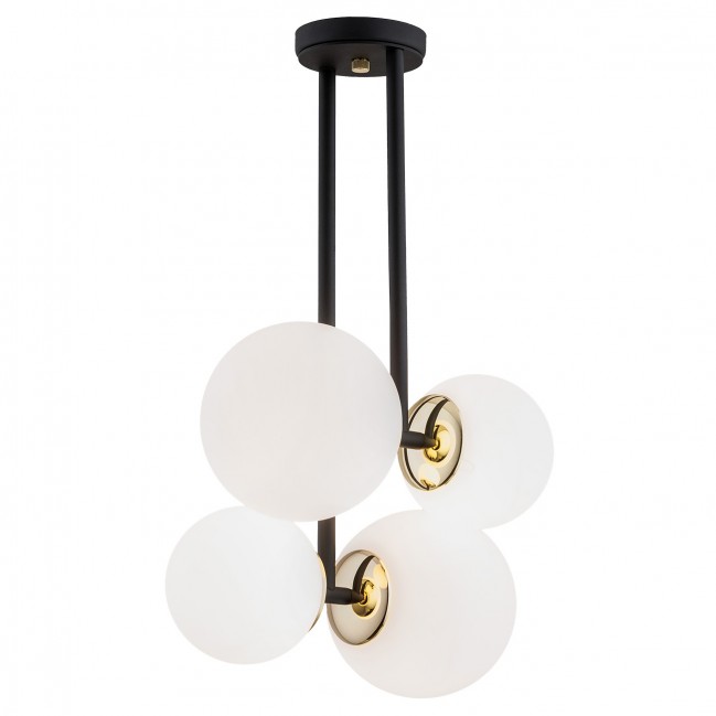 Lampa wisząca Moritz czarna z białymi szklanymi kloszami