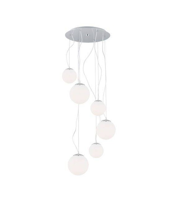 Lampa wisząca kaskadowa Optica chromowana - szklane białe kule
