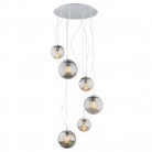 Lampa wisząca kaskadowa Optica chromowana - szklane grafitowe kule