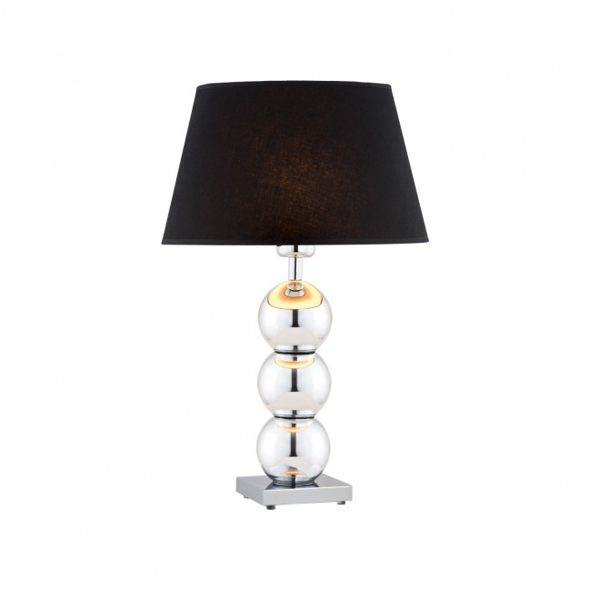 Lampa stołowa Fudżi srebrna z czarnym abażurem