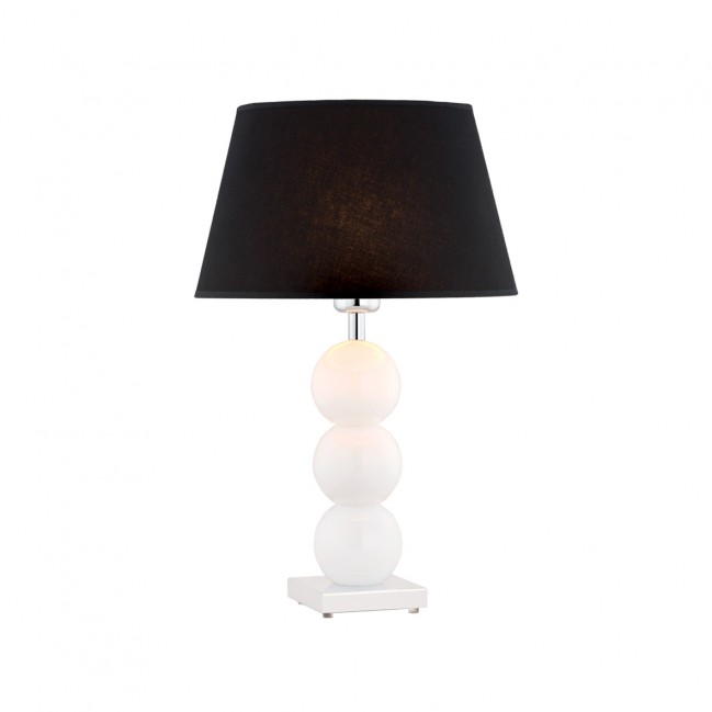 Lampa stołowa Fudżi biała z czarnym abażurem
