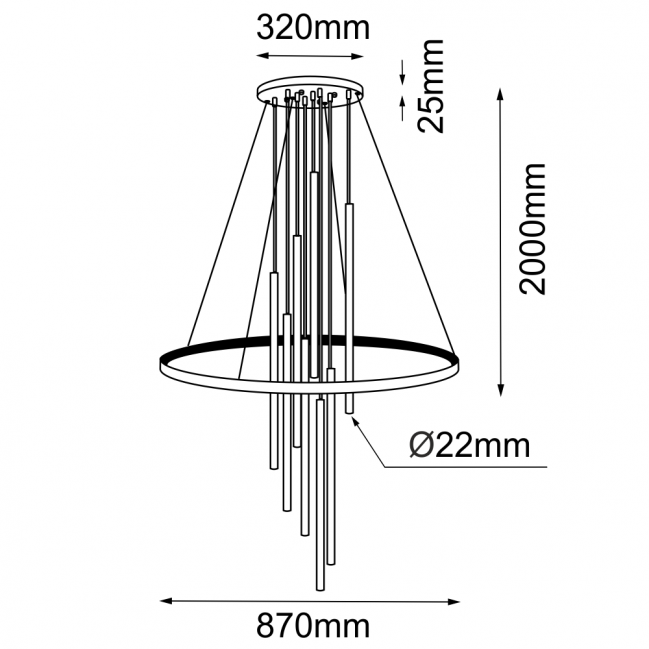 Nowoczesna lampa wisząca Luna czarno złota - ring zewnętrzny