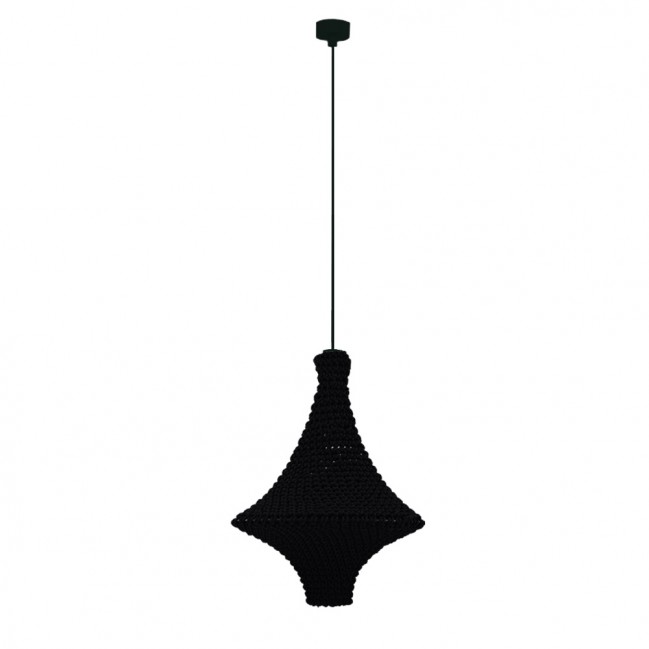 Lampa wisząca pleciona Alda S bawełna czarna