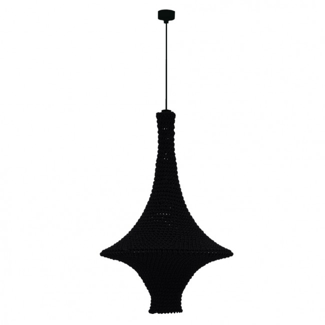 Lampa wisząca pleciona Alda L bawełna czarna