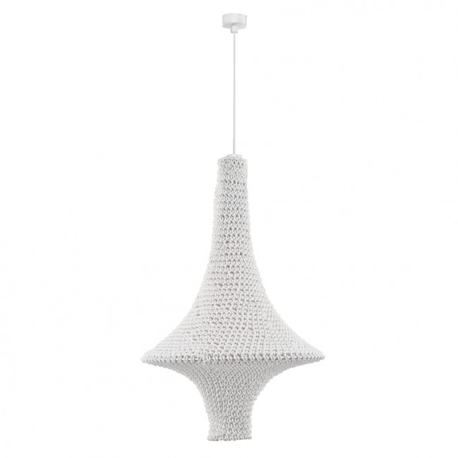 Lampa wisząca pleciona Alda L bawełna biała